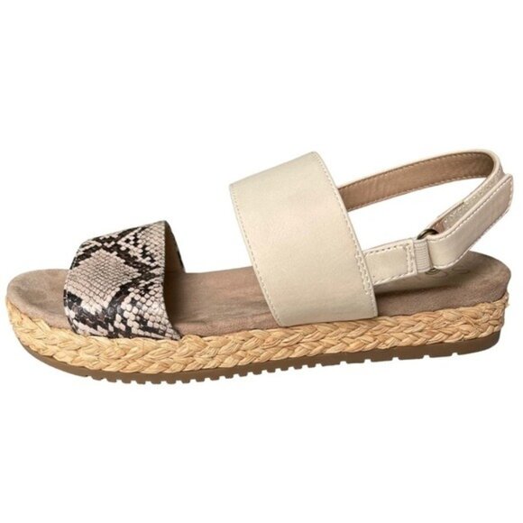 SOUL Naturalizer Dorri Wedge Snake Print Raffia Platform Sandals Cream Size 9.5 - Picture 1 of 14
